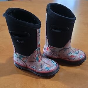 Oaki Kids Owl Pattern Neoprene Rain And Snow Boots